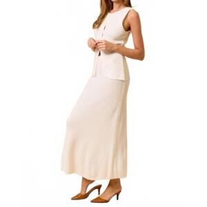 NEW LALAVON button down sweater & skirt set in white